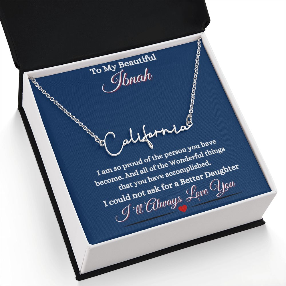 IBNAH/DAUGHTER - SIGNATURE STYLE NAME NECKLACE - BLUE