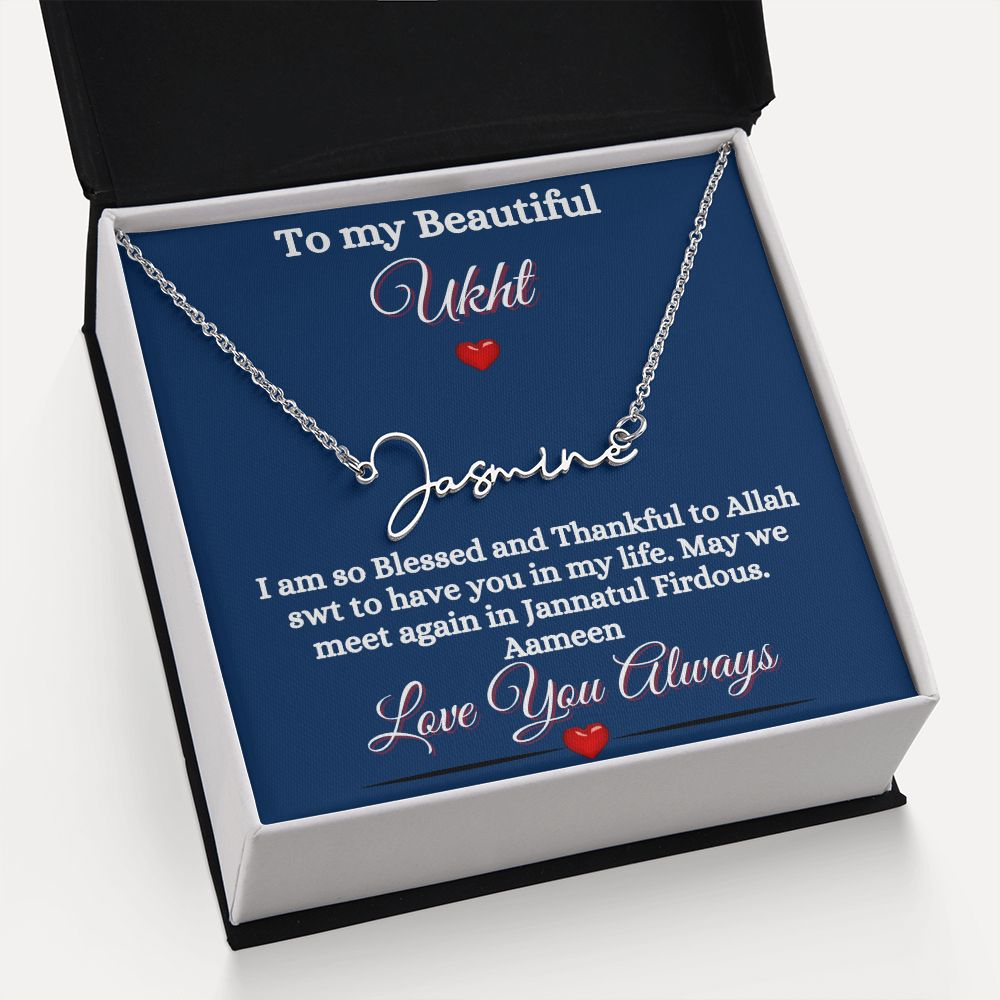 MY UKHT/SISTER - SIGNATURE STYLE NAME NECKLACE - BLUE