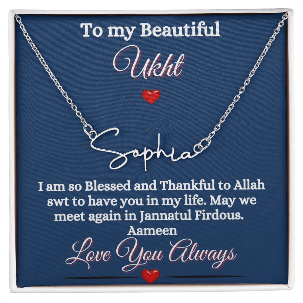 MY UKHT/SISTER - SIGNATURE STYLE NAME NECKLACE - BLUE