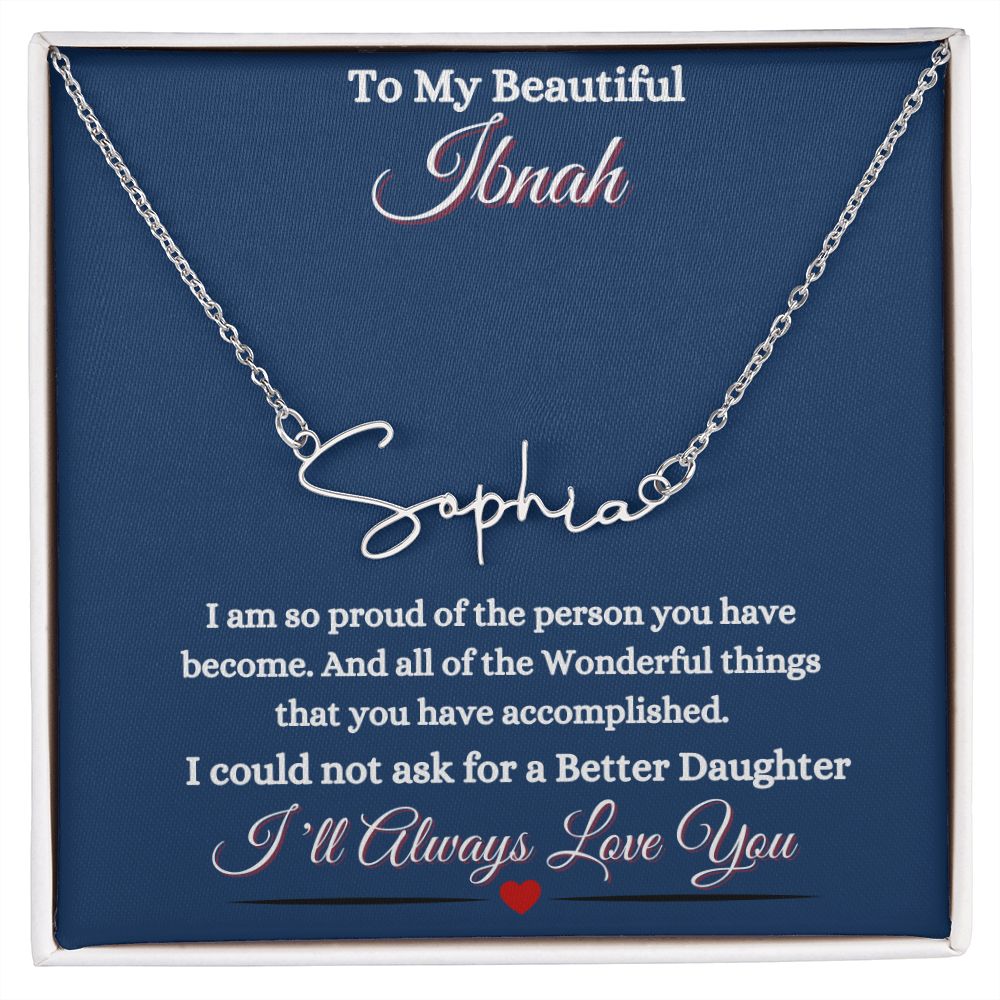 IBNAH/DAUGHTER - SIGNATURE STYLE NAME NECKLACE - BLUE