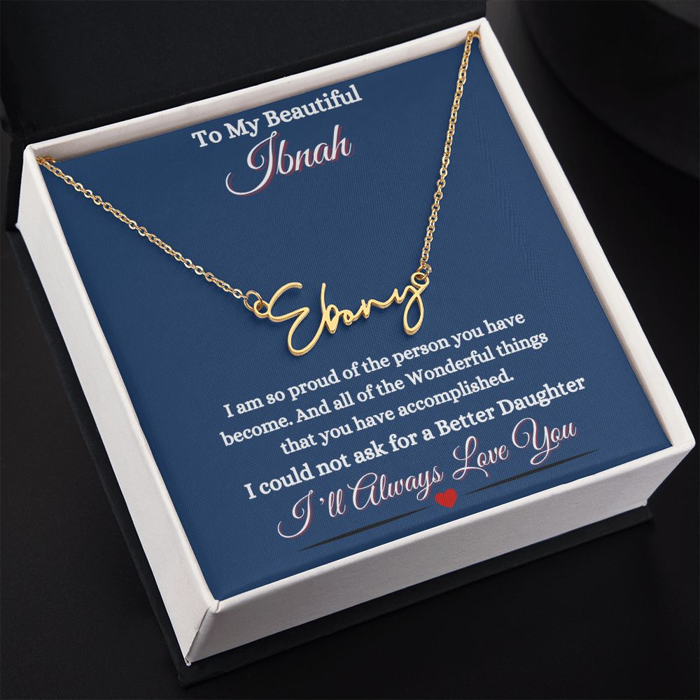 IBNAH/DAUGHTER - SIGNATURE STYLE NAME NECKLACE - BLUE