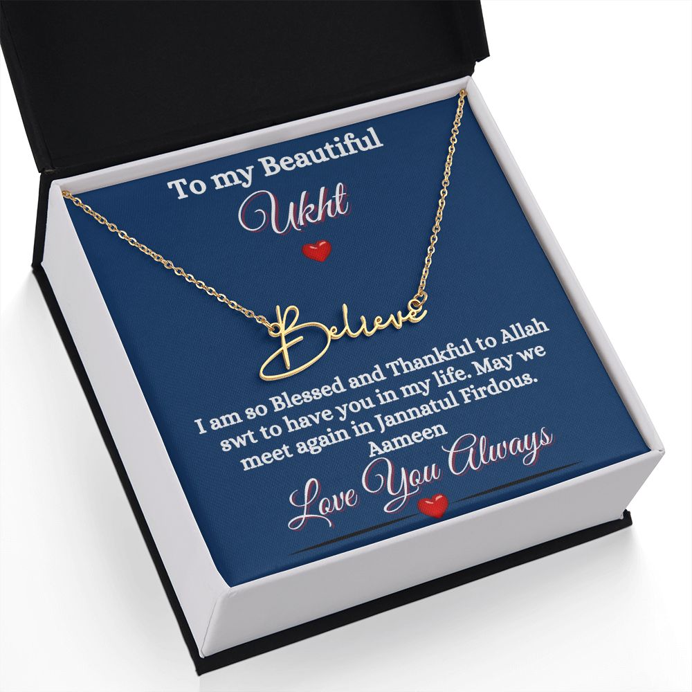 MY UKHT/SISTER - SIGNATURE STYLE NAME NECKLACE - BLUE