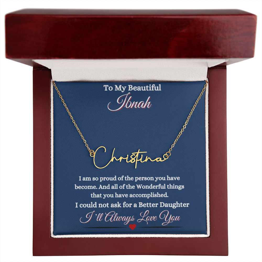 IBNAH/DAUGHTER - SIGNATURE STYLE NAME NECKLACE - BLUE