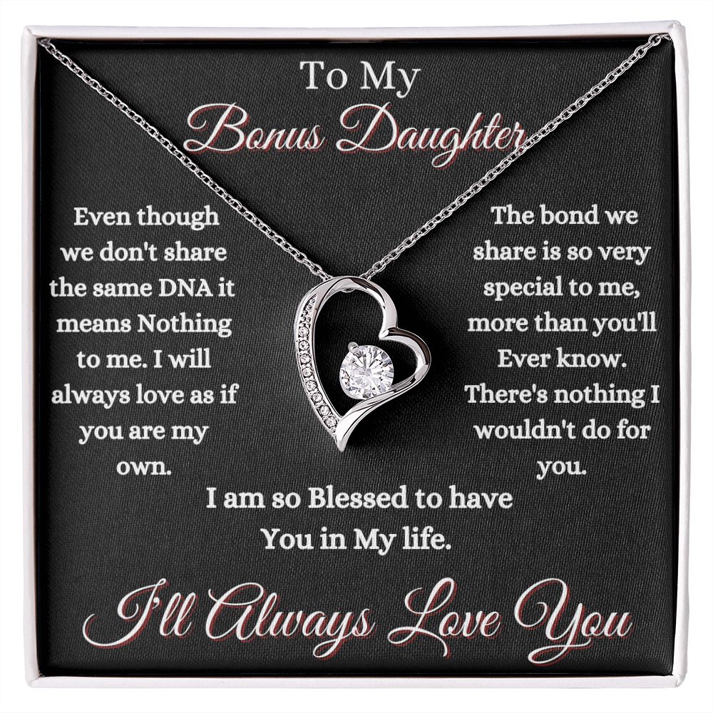 DAUGHTER - TO MY BONUS DAUGHTER - FOREVER LOVE NECKLACE (BLK)