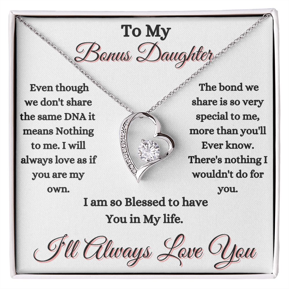 DAUGHTER - TO MY BONUS DAUGHTER - FOREVER LOVE NECKLACE (WHT)