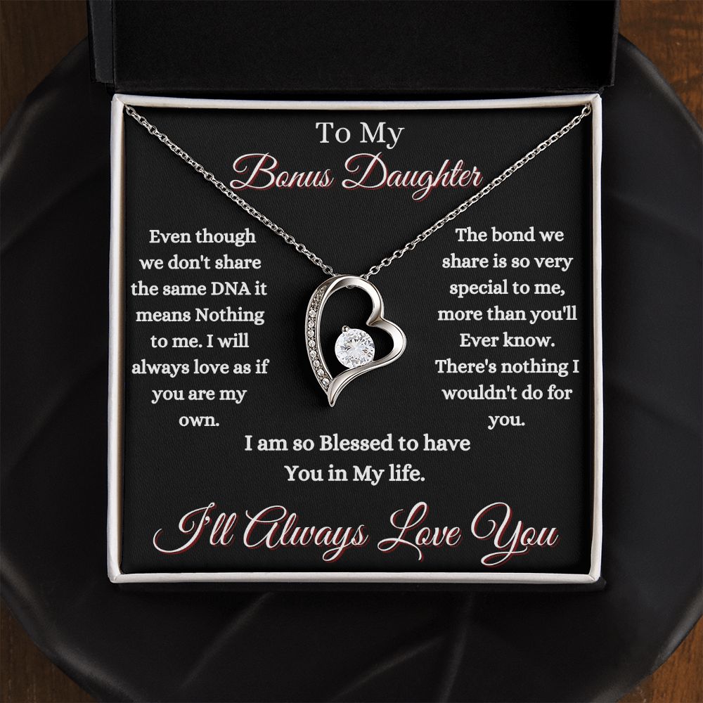 DAUGHTER - TO MY BONUS DAUGHTER - FOREVER LOVE NECKLACE (BLK)