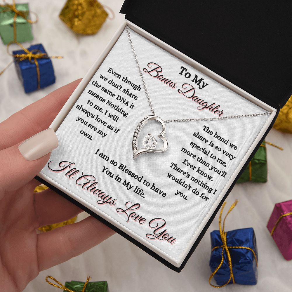 DAUGHTER - TO MY BONUS DAUGHTER - FOREVER LOVE NECKLACE (WHT)