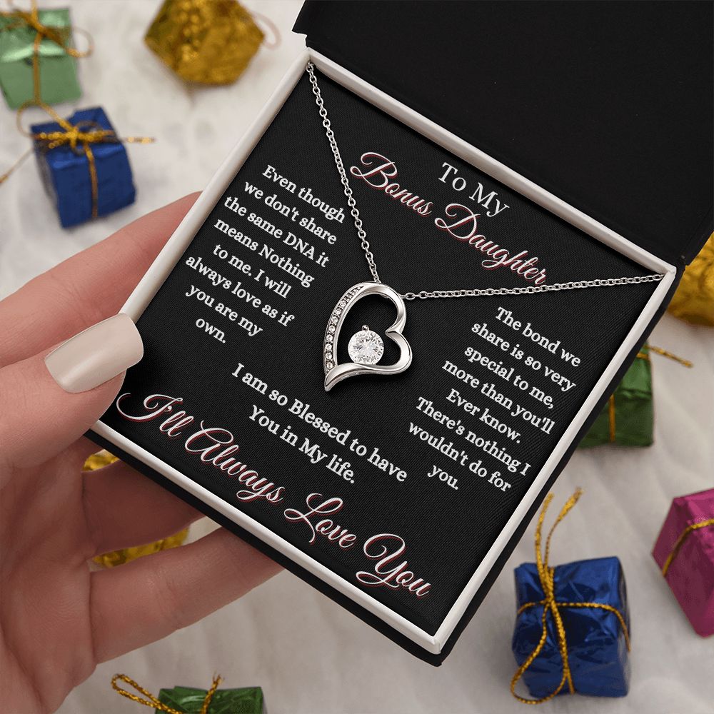 DAUGHTER - TO MY BONUS DAUGHTER - FOREVER LOVE NECKLACE (BLK)