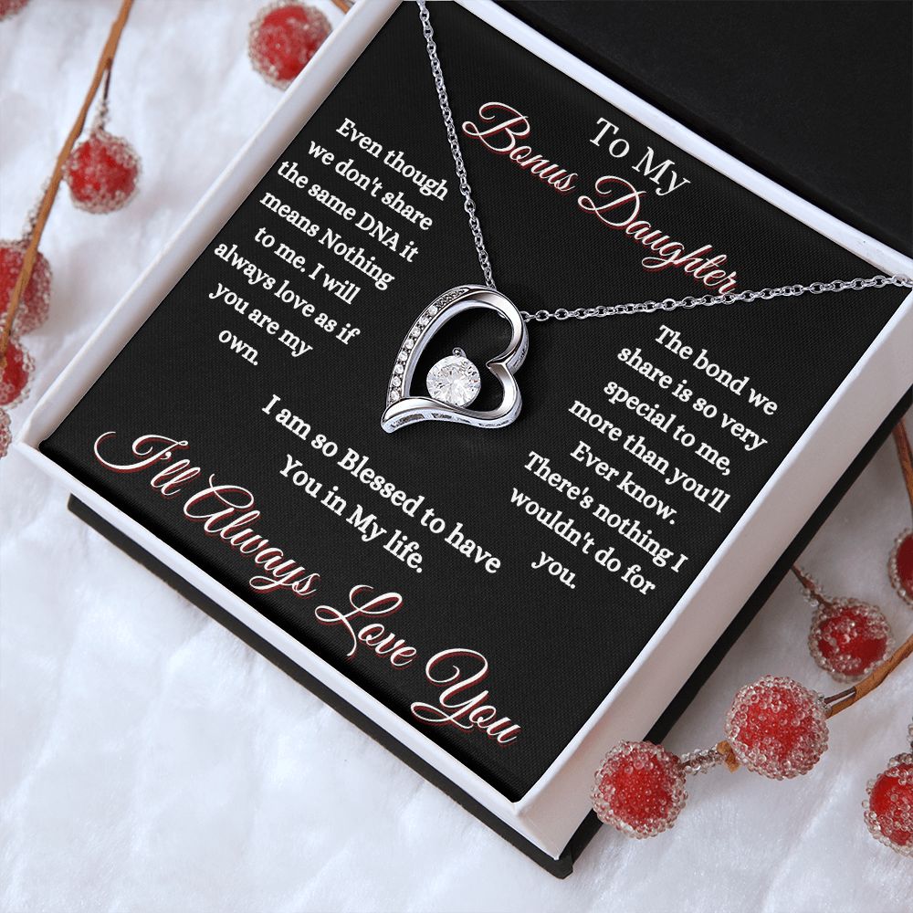 DAUGHTER - TO MY BONUS DAUGHTER - FOREVER LOVE NECKLACE (BLK)
