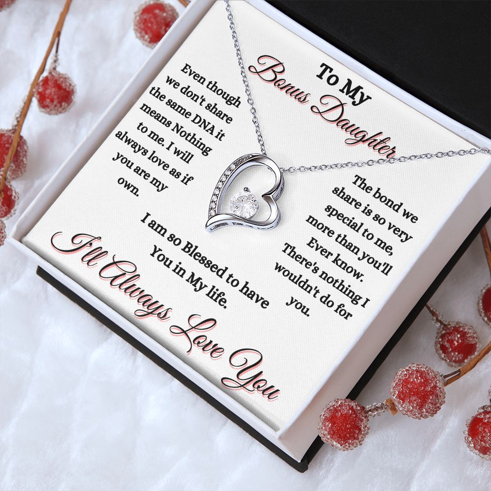 DAUGHTER - TO MY BONUS DAUGHTER - FOREVER LOVE NECKLACE (WHT)