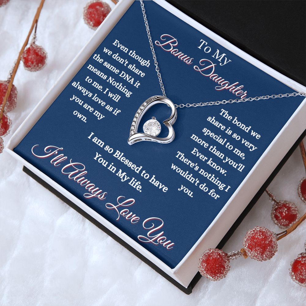 DAUGHTER - TO MY BONUS DAUGHTER - FOREVER LOVE NECKLACE (BLUE)