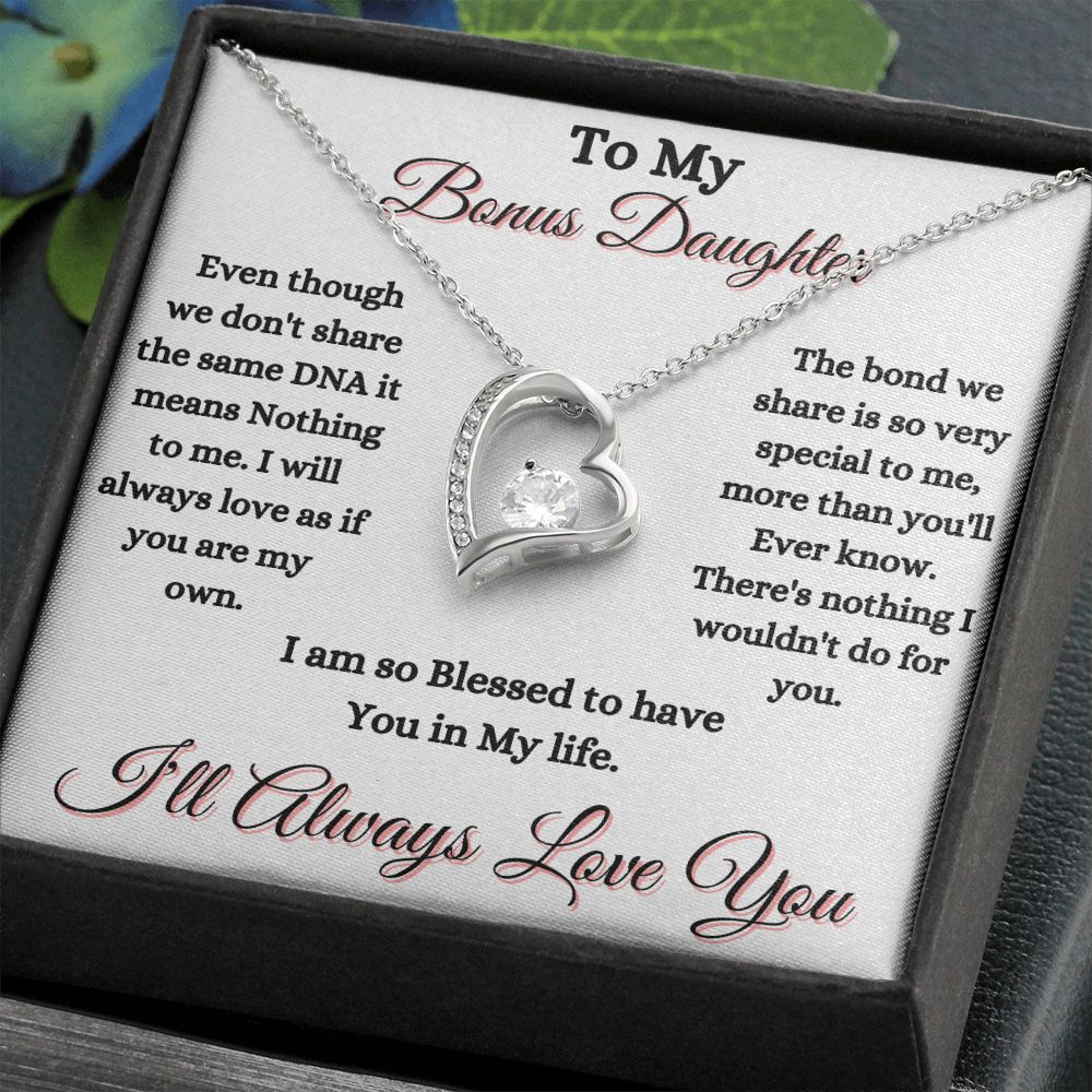 DAUGHTER - TO MY BONUS DAUGHTER - FOREVER LOVE NECKLACE (WHT)