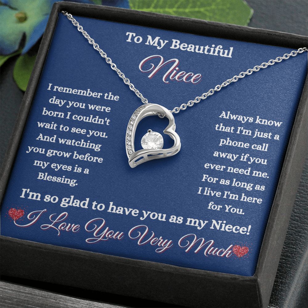 NIECE - - TO MY BEAUTIFUL NIECE - FOREVER LOVE NECKLACE (BLUE)