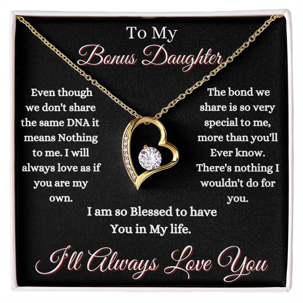 DAUGHTER - TO MY BONUS DAUGHTER - FOREVER LOVE NECKLACE (BLK)