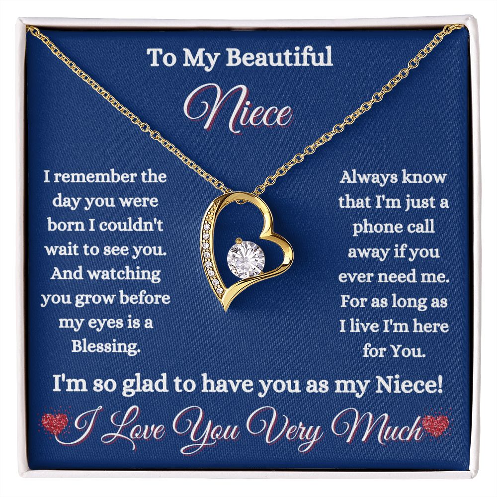 NIECE - - TO MY BEAUTIFUL NIECE - FOREVER LOVE NECKLACE (BLUE)