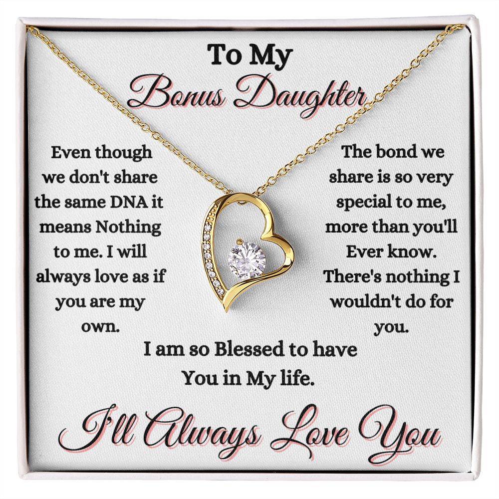 DAUGHTER - TO MY BONUS DAUGHTER - FOREVER LOVE NECKLACE (WHT)