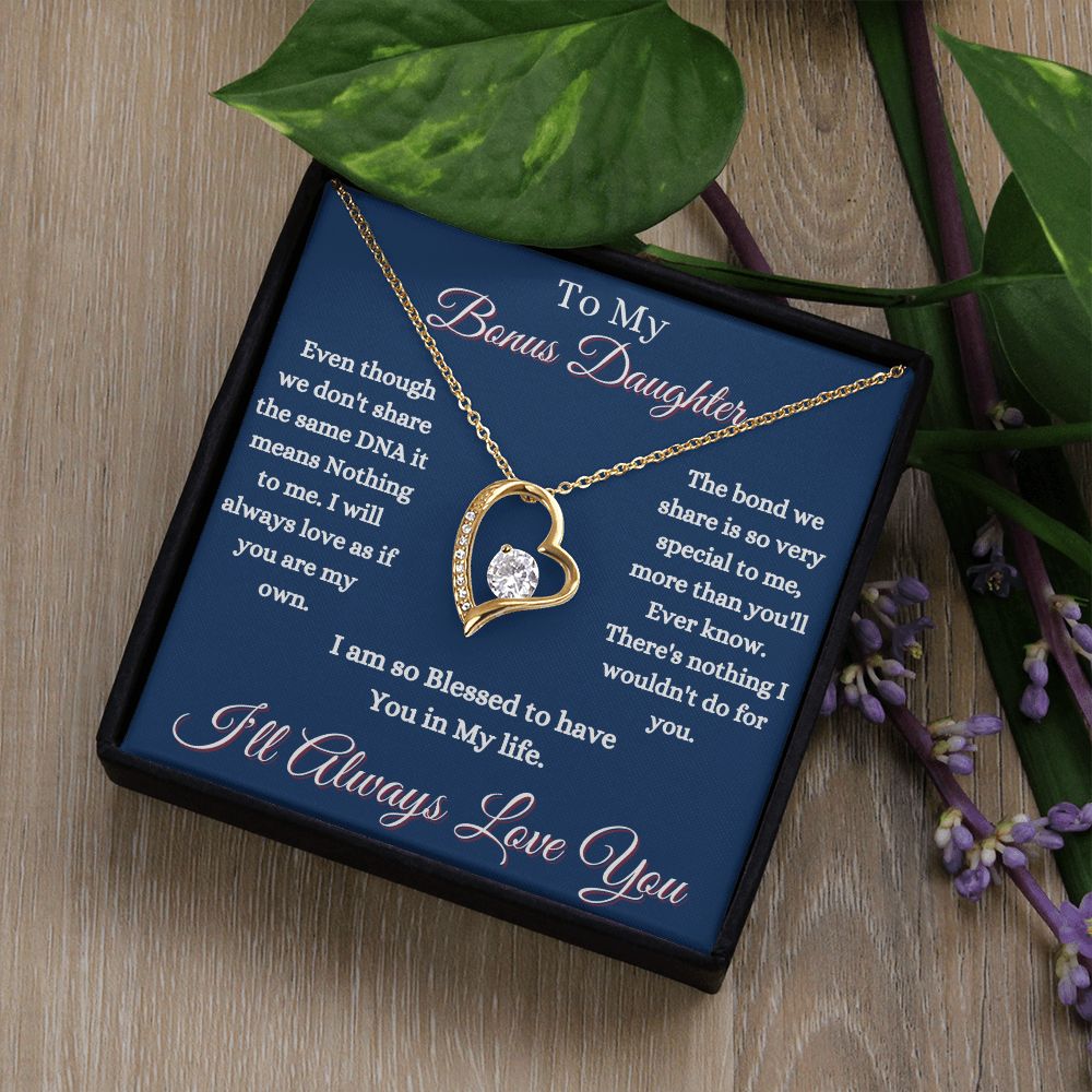 DAUGHTER - TO MY BONUS DAUGHTER - FOREVER LOVE NECKLACE (BLUE)