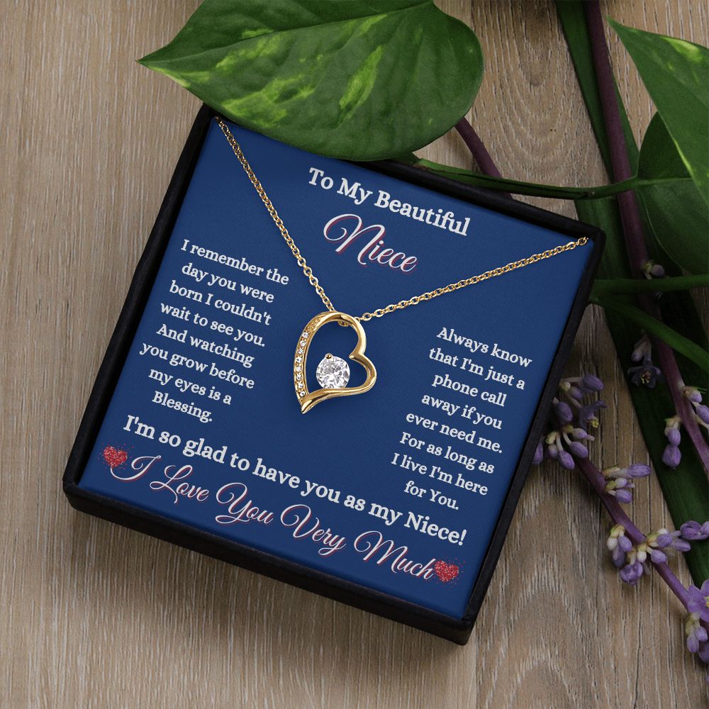 NIECE - - TO MY BEAUTIFUL NIECE - FOREVER LOVE NECKLACE (BLUE)