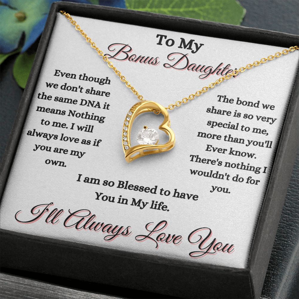 DAUGHTER - TO MY BONUS DAUGHTER - FOREVER LOVE NECKLACE (WHT)