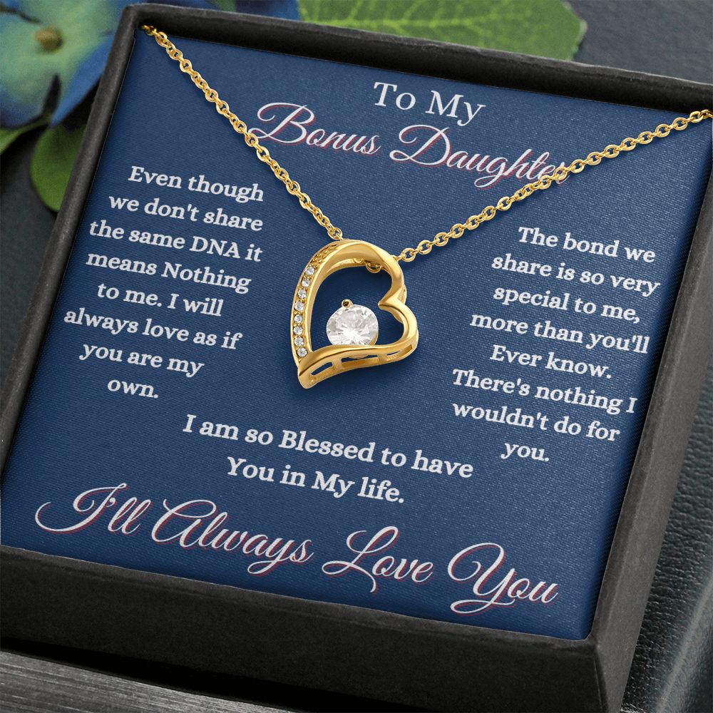 DAUGHTER - TO MY BONUS DAUGHTER - FOREVER LOVE NECKLACE (BLUE)