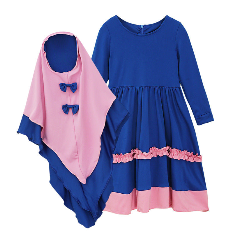 Girls Children's Long Sleeve Long Dress With Headscarf (SIZE CHART BELOW)