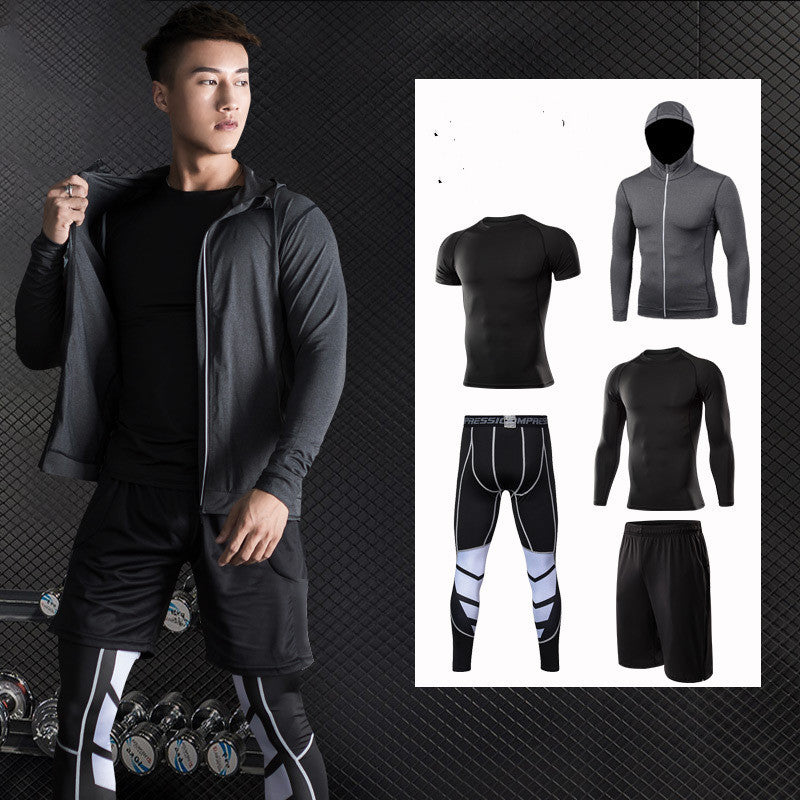 Sports Suit Men's Long-sleeved Trousers Gym Suit Running Training Sports Fitness Tight