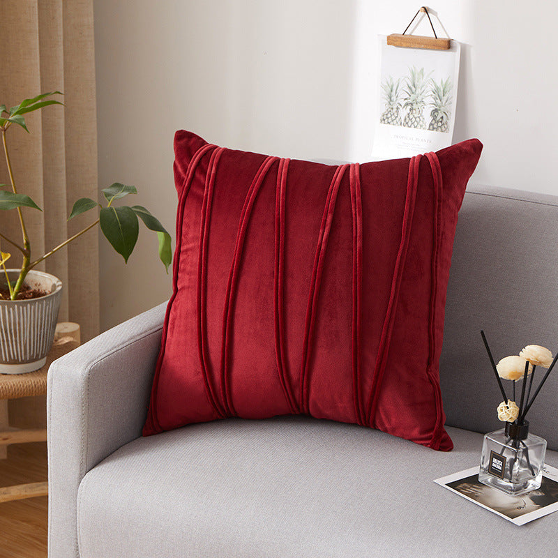 Solid Velvet Pleated Pillowcase Dutch Velvet Sofa Cushion Headrest