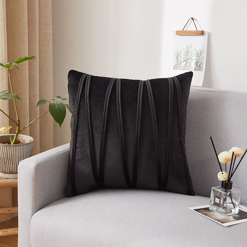 Solid Velvet Pleated Pillowcase Dutch Velvet Sofa Cushion Headrest