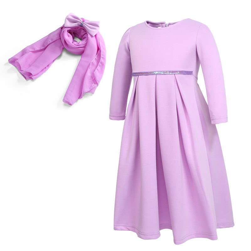 Girl's Dress Turban Bowknot Set