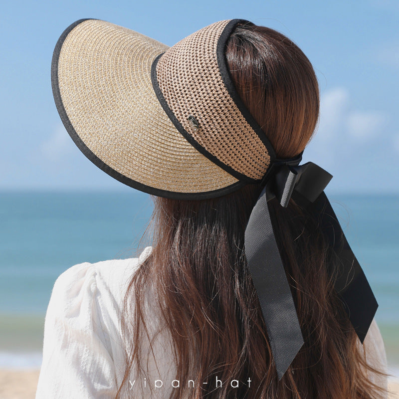 Ladies Summer Shade Sunscreen Foldable Straw Hat