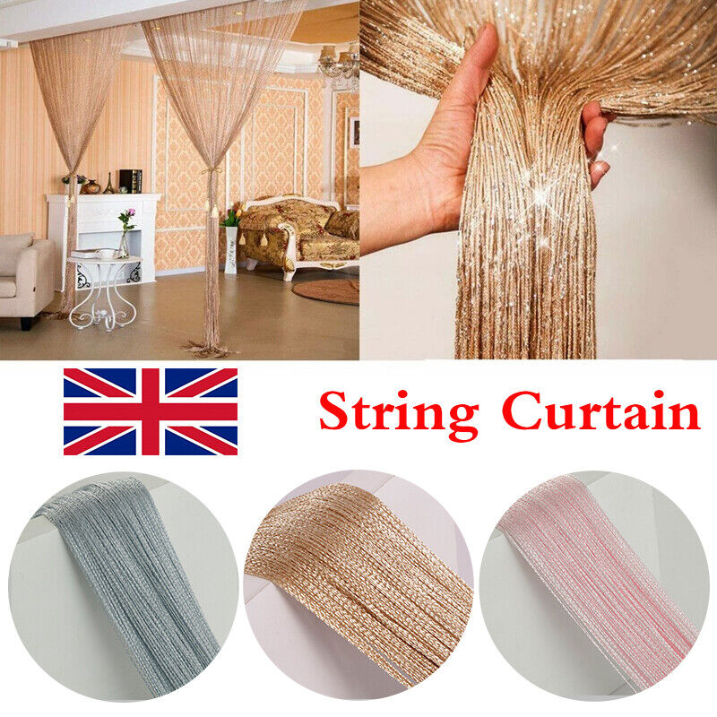 Glitter String Curtain Panels Door Fly Screen Divider Voile Curtains C