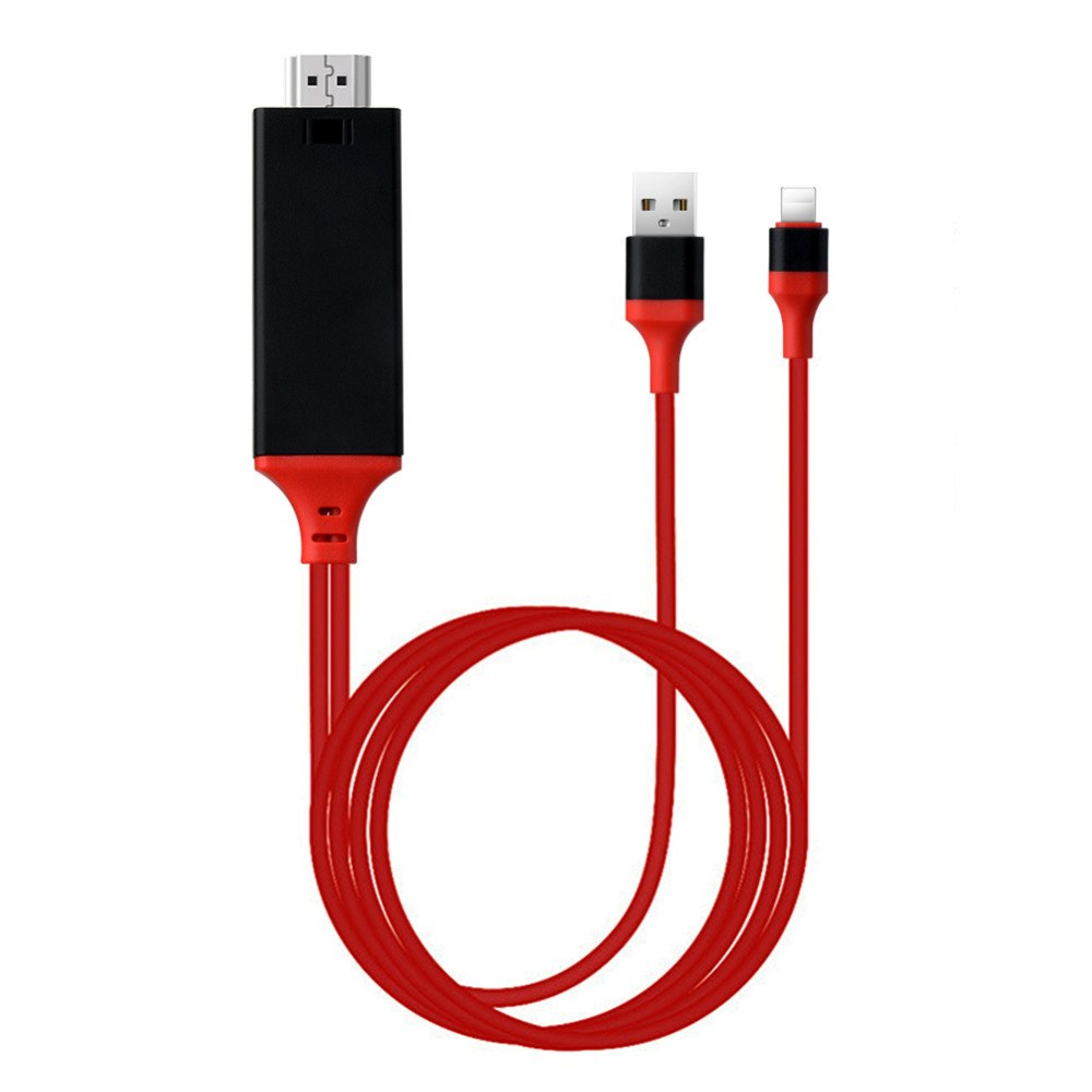 Compatible with Apple, Compatible with Apple , USB 1080P 2M 8 Pin to HDMI TV AV Adapter Cable for iPhone 5 6 6S 7 7 Plus