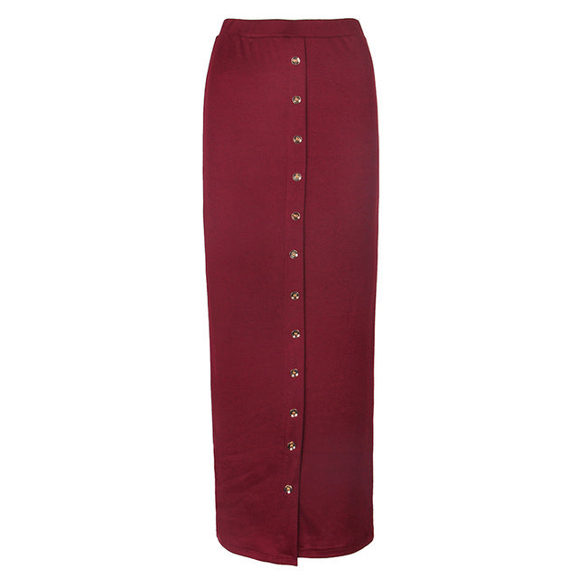 Half-Length Skirt Muslim Button Ladies Pencil Skirt