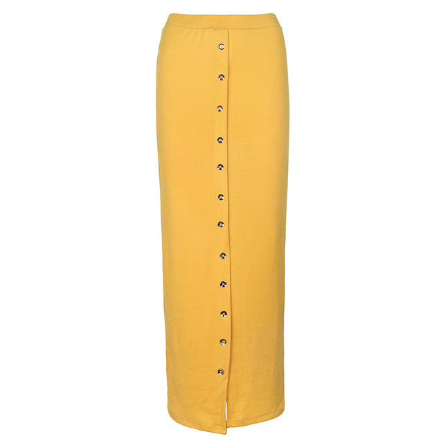 Half-Length Skirt Muslim Button Ladies Pencil Skirt