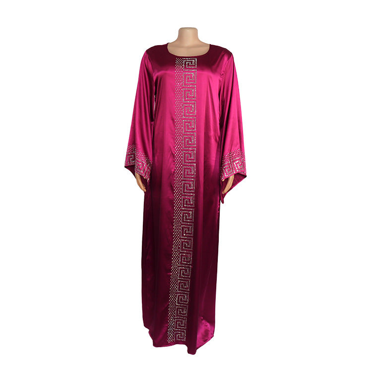 Muslim Lslamic Style Plus Size Robe Style Silk Hot Drilling Source