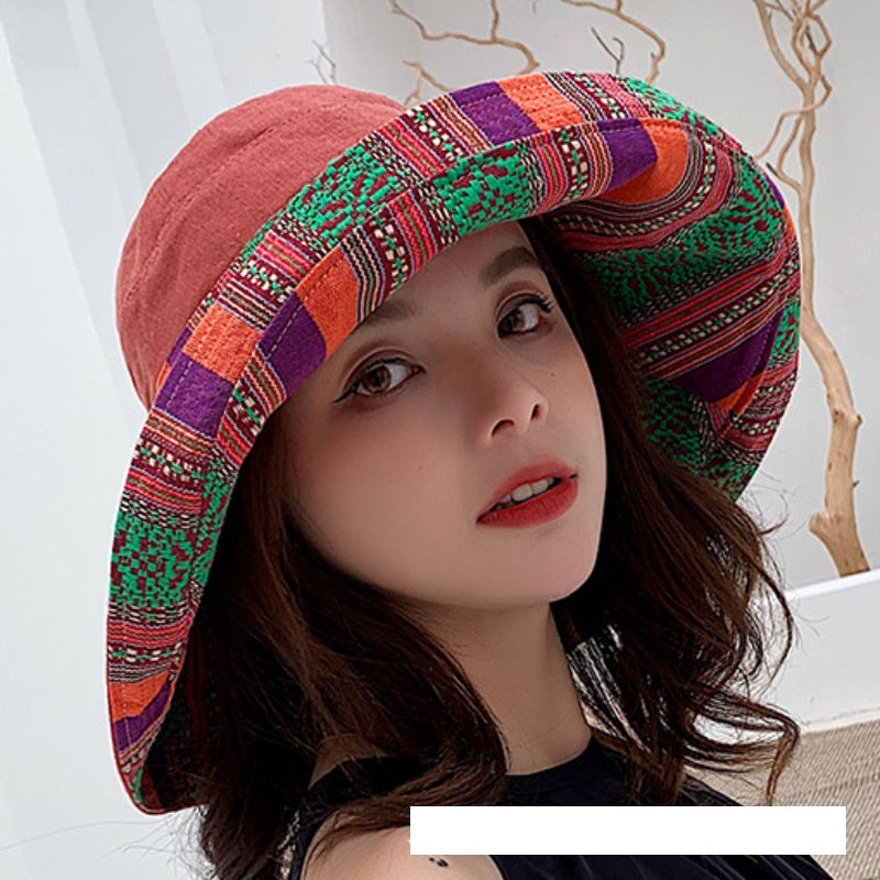 Sun Hat Women's big eaves summer Korean versatile hat fisherman's hat Japanese face covering sun hat foldable sun hat