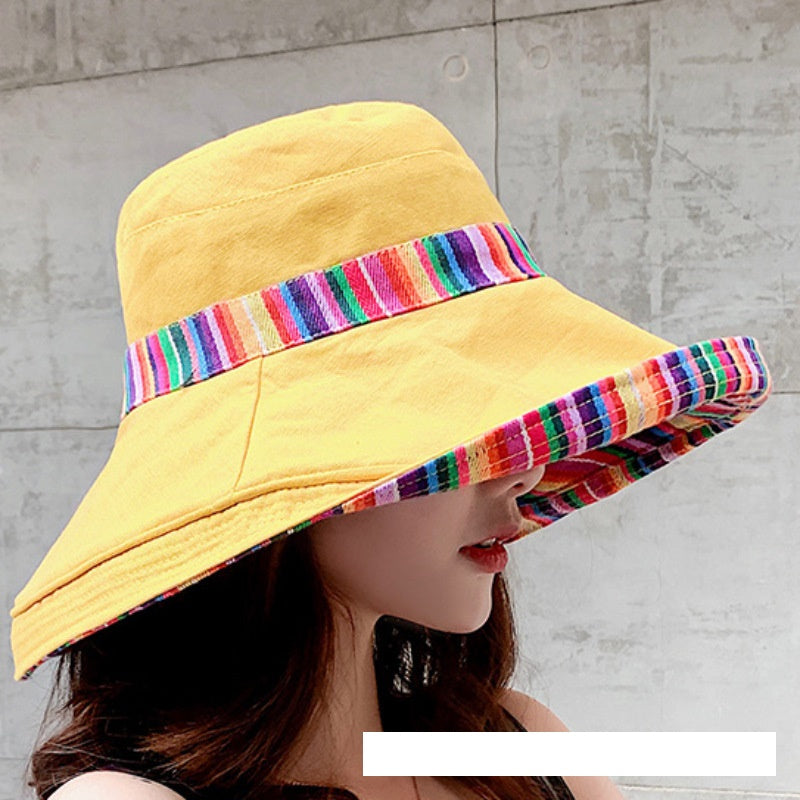 Sun Hat Women's big eaves summer Korean versatile hat fisherman's hat Japanese face covering sun hat foldable sun hat