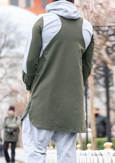 Mens Colorblock Robe Muslim Zip Pocket Sweatshirt