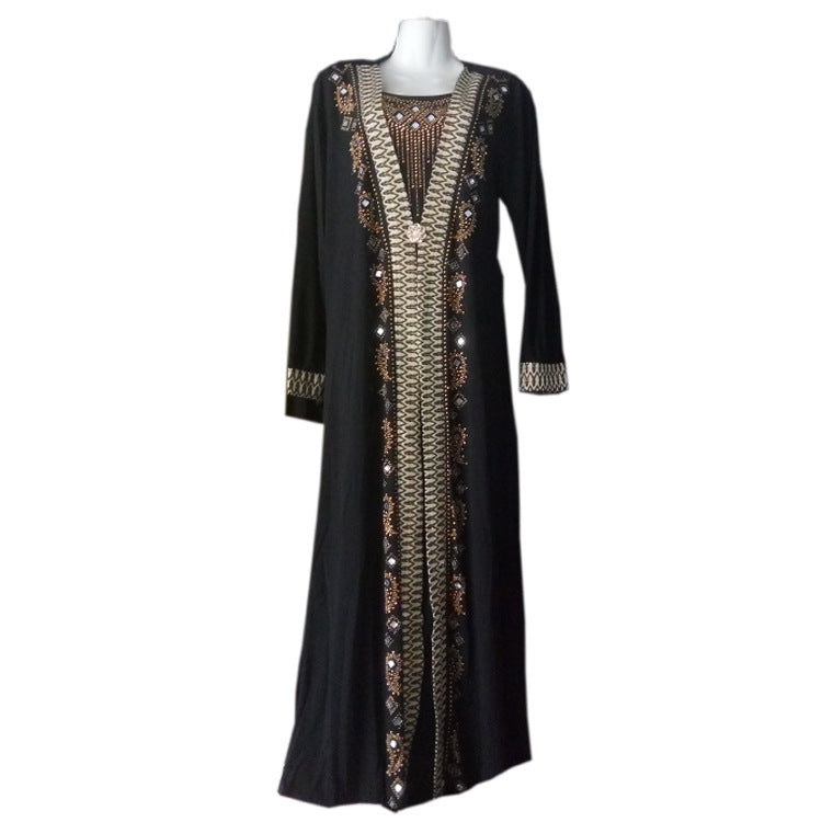 Striped Gold Powder Dubai Middle East Islamic Ladies Robe African Ladies Dress