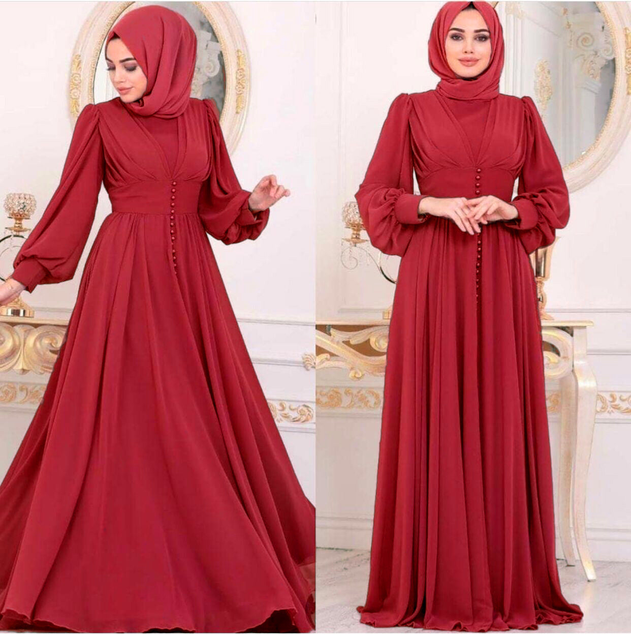 Muslim Women's Clothing Long Sleeve Chiffon Dress