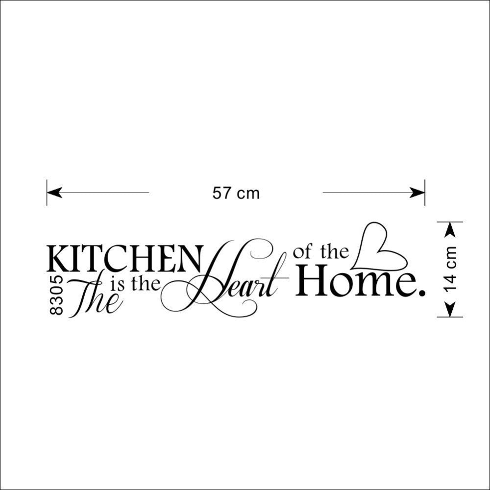 New Kitchen Is Heart Of The Home Letter Pattern Wall Sticker PVC Removable Home Decor DIY Wall Art MURAL