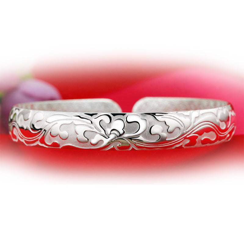 Exquisite wide fashion silver plated bracelet