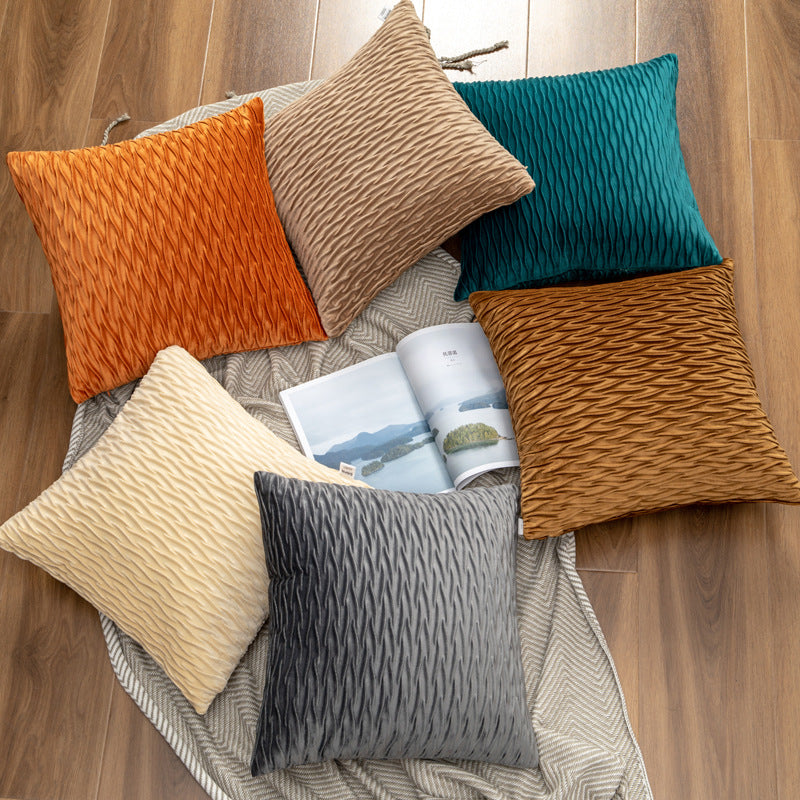 Solid Velvet Pleated Pillowcase Dutch Velvet Sofa Cushion Headrest