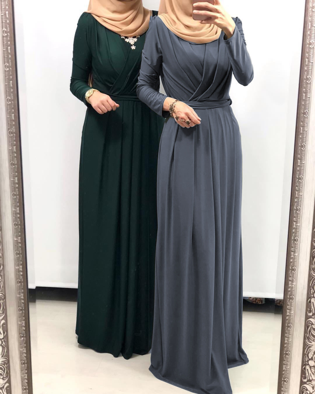 Women's Solid Color Middle Eastern Muslim Long Dress