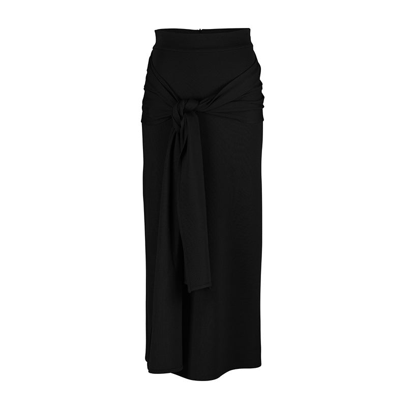 Women's lace solid color Muslim bag hip skirt