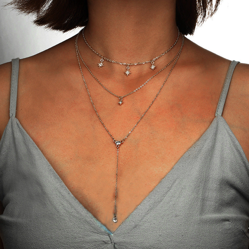 Multilayer Moon Star Necklace