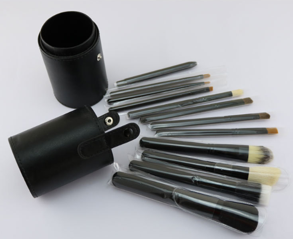 Niya supply 12 makeup sweep set cylinder set brush PU storage makeup tube beauty makeup hair brush eyebrow pencil