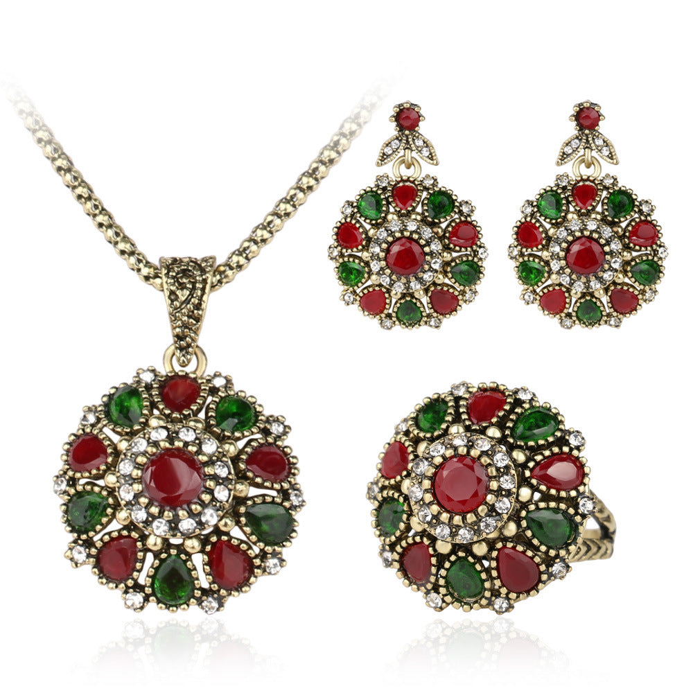 Antique Wedding Necklace Ring Earring Jewelry Set