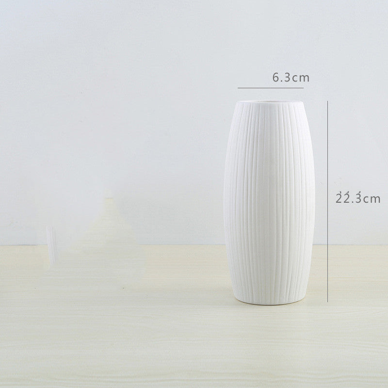 Decoration white ceramic vase