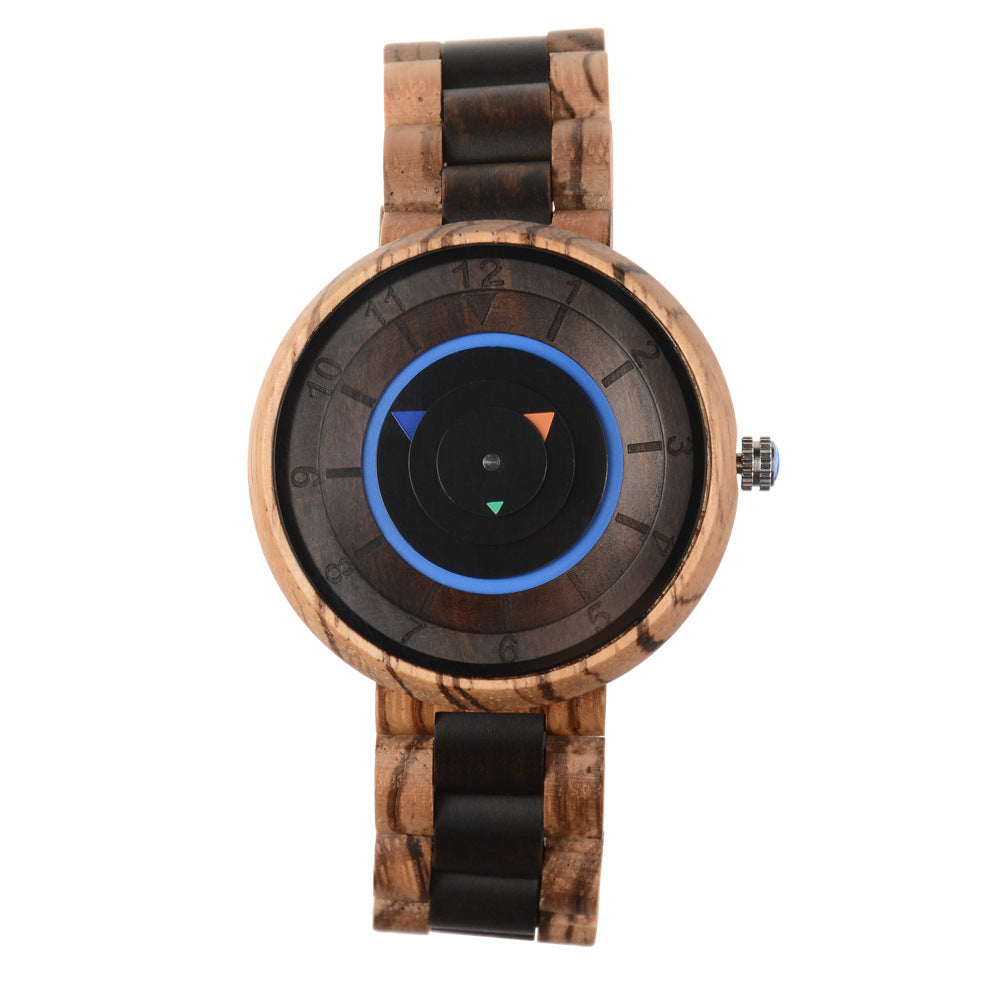 No Pointer Concept Quartz Watch Casual Personality Wood